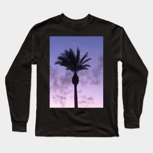 Tropical Palm Tree with beautiful sunset in violet, blue and pink Long Sleeve T-Shirt